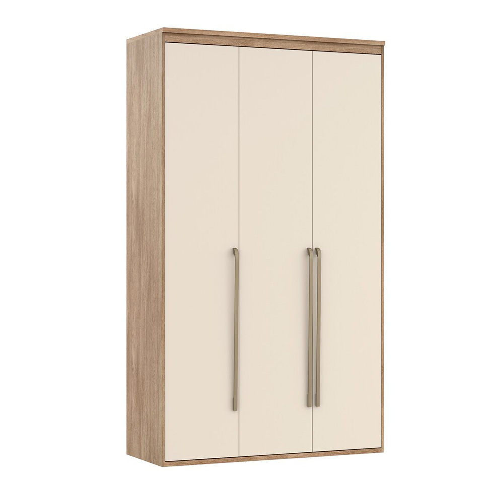 Guarda-Roupa Solteiro Originale 3 Portas 3 Gavetas Carvalho e Off White 134 cm