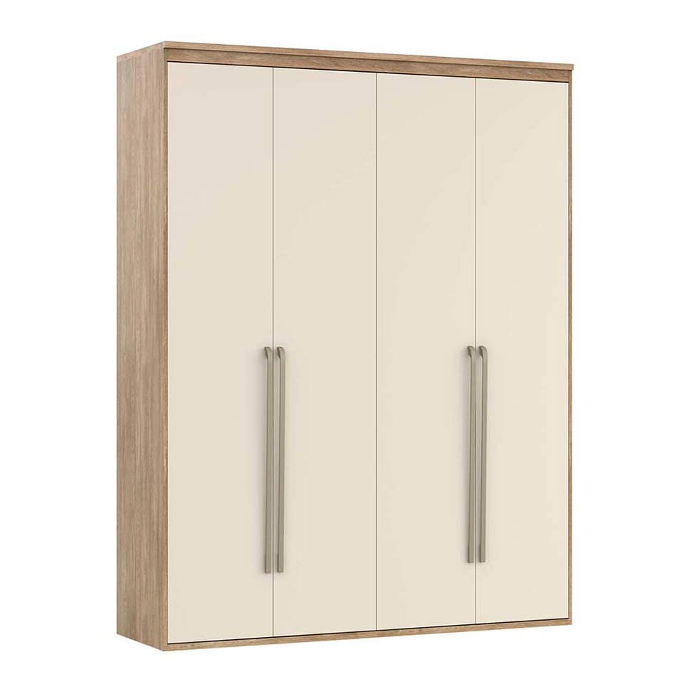 Guarda-Roupa Solteiro Originale 4 Portas 3 Gavetas Carvalho e Off White 179 cm