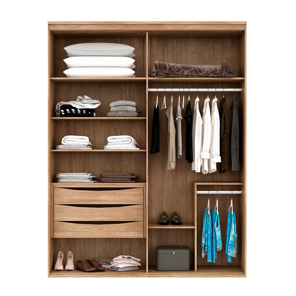 Guarda-Roupa Solteiro Originale 4 Portas 3 Gavetas Carvalho e Off White 179 cm