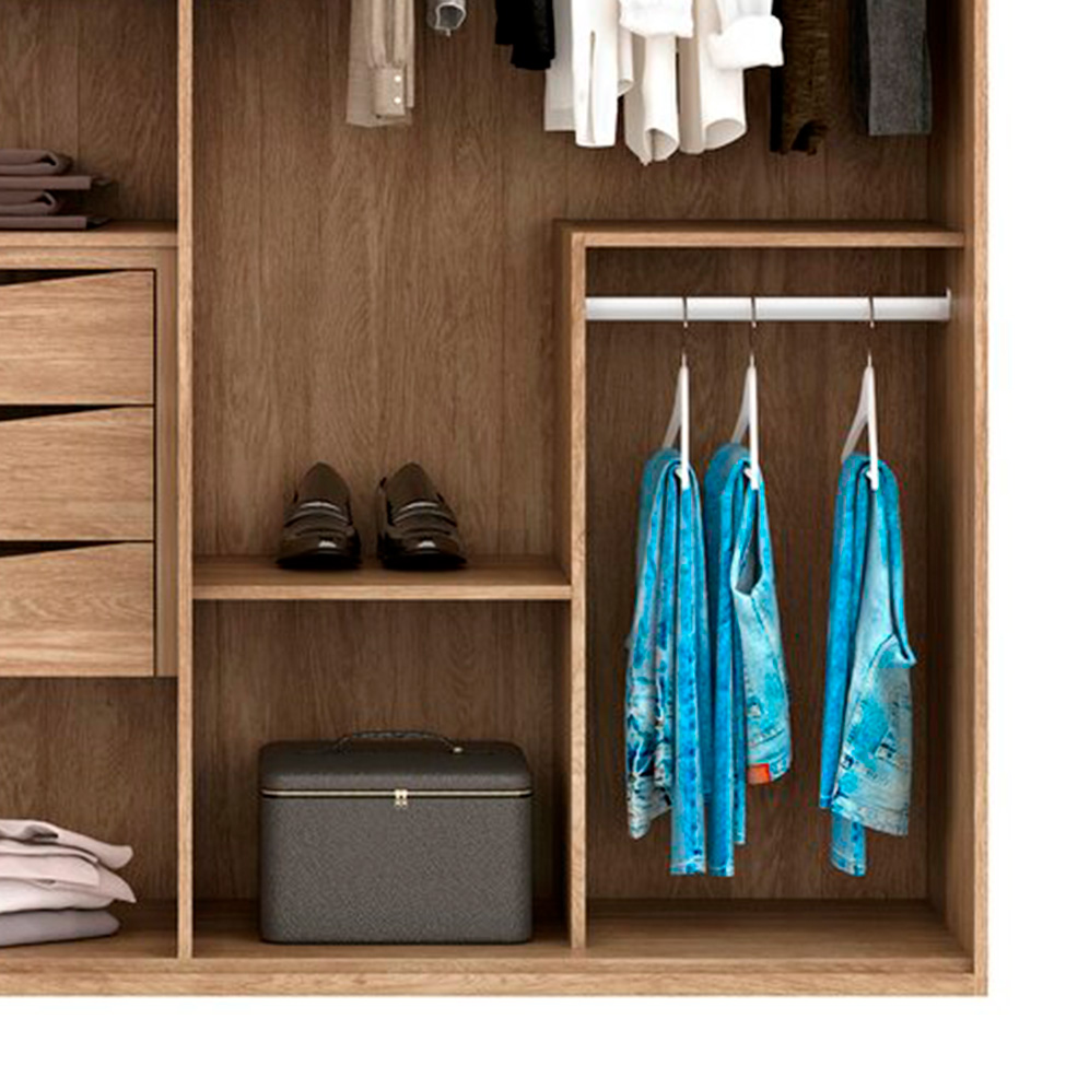 Guarda-Roupa Solteiro Originale 4 Portas 3 Gavetas Carvalho e Off White 179 cm