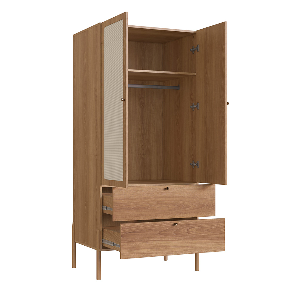 Guarda-Roupa Solteiro Oslo 2 Portas 2 Gavetas Hanover e Roble
