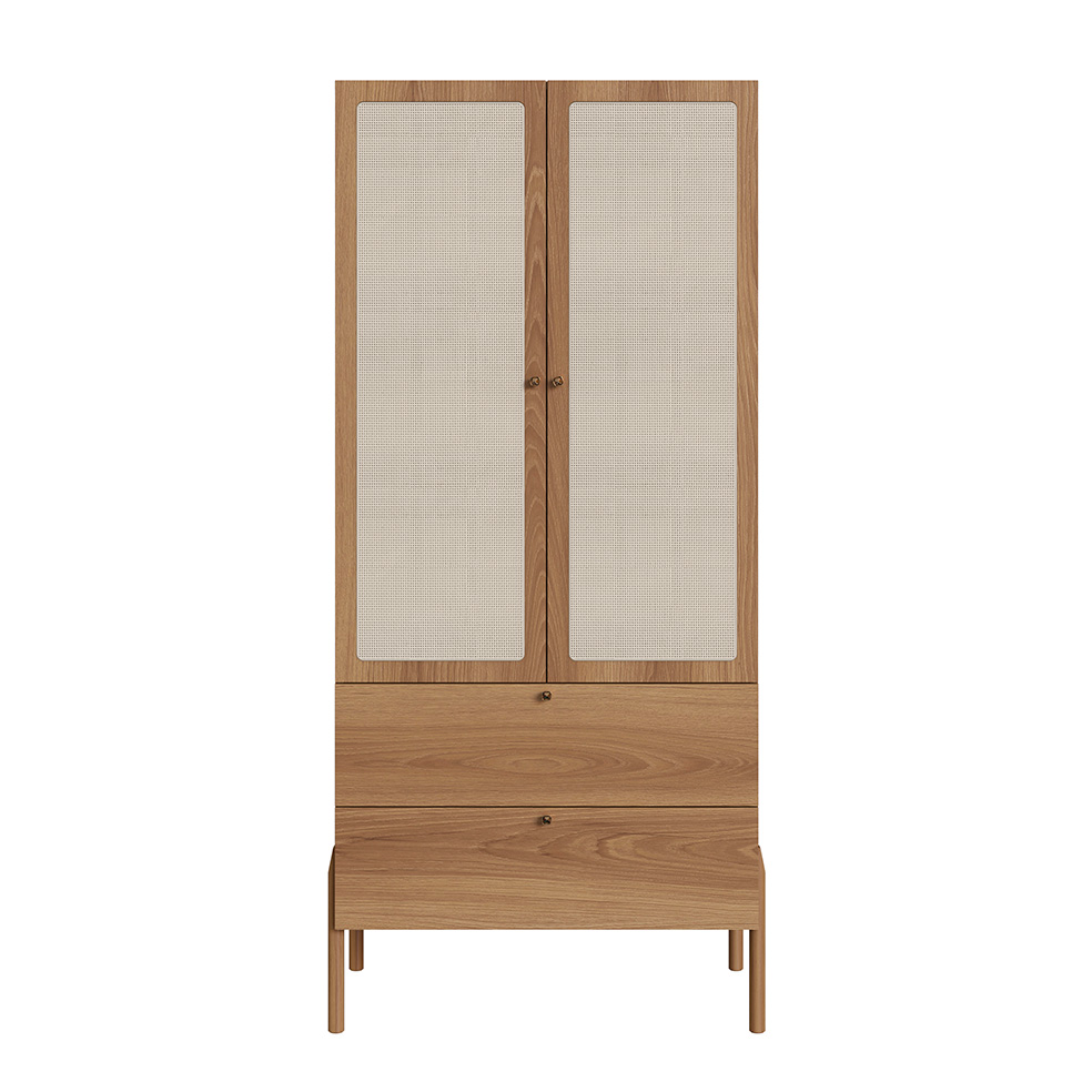 Guarda-Roupa Solteiro Oslo 2 Portas 2 Gavetas Hanover e Roble