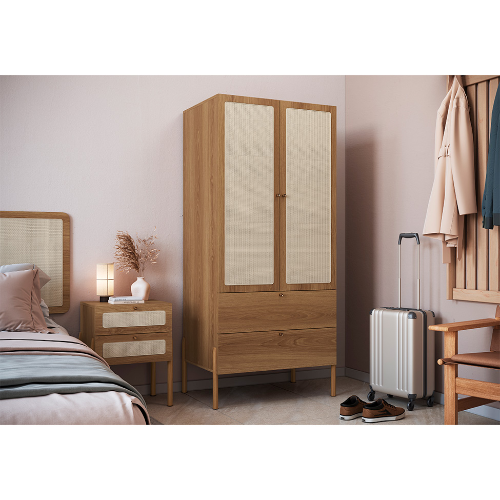 Guarda-Roupa Solteiro Oslo 2 Portas 2 Gavetas Hanover e Roble