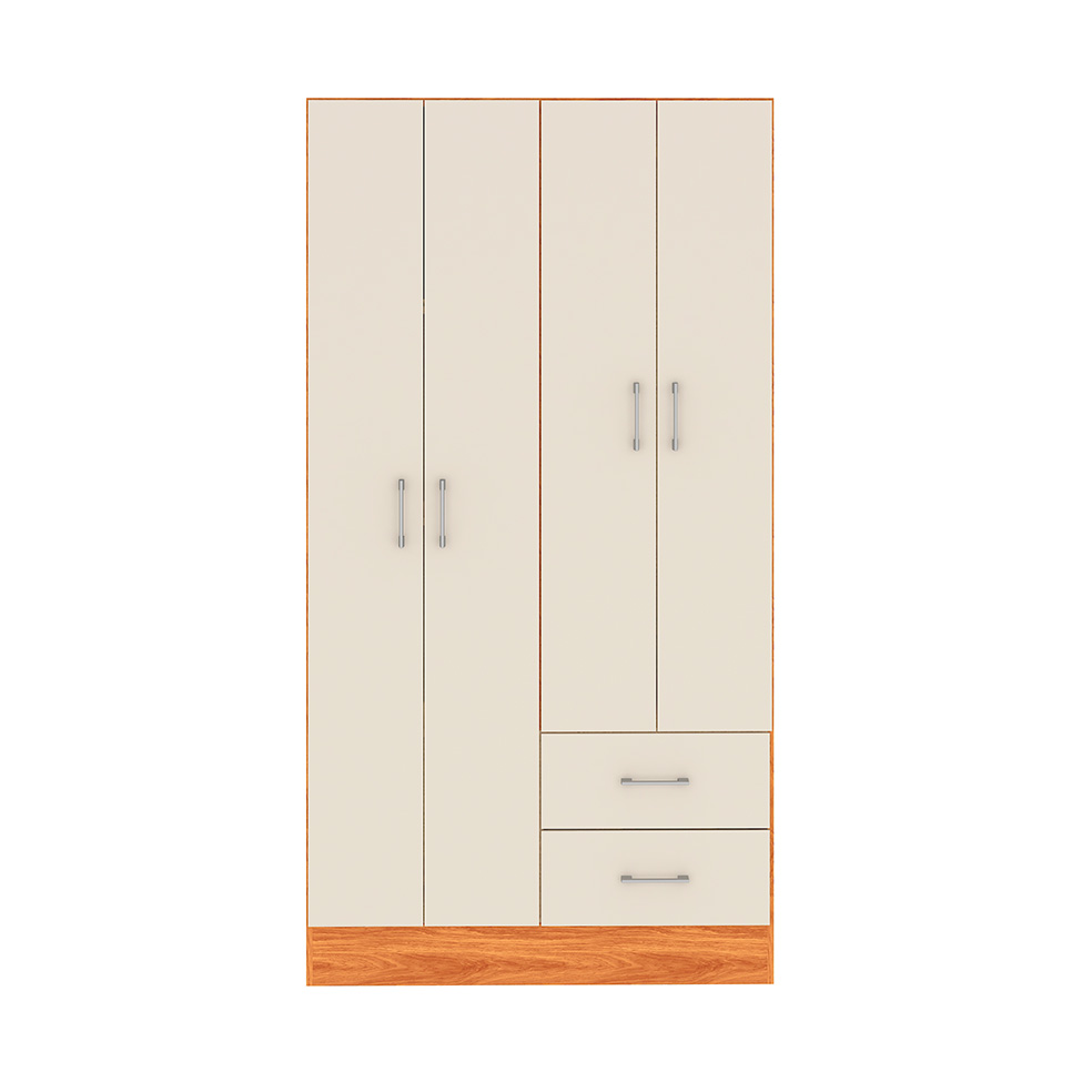 Guarda-Roupa Solteiro Panamá 4 Portas 2 Gavetas Cinamomo e Off White