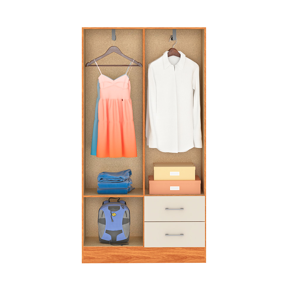 Guarda-Roupa Solteiro Panamá 4 Portas 2 Gavetas Cinamomo e Off White