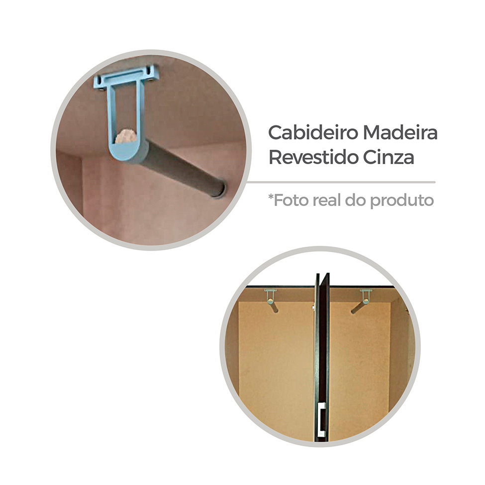 Guarda-Roupa Solteiro Panamá 4 Portas 2 Gavetas Cinamomo e Off White