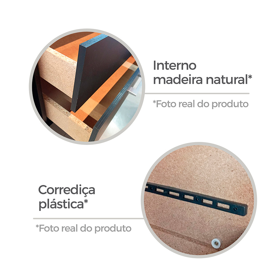 Guarda-Roupa Solteiro Panamá 4 Portas 2 Gavetas Preto