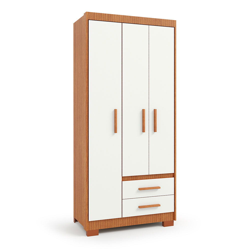 Guarda-Roupa Solteiro Primacy 3 PT 2 GV Freijó Wood e Off White