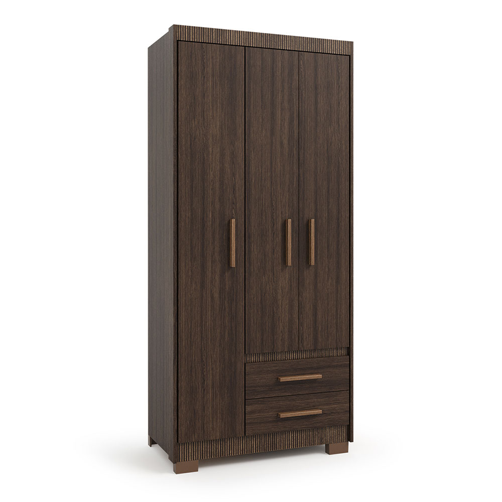 Guarda-Roupa Solteiro Primacy 3 Portas 2 Gavetas Capuccino Wood