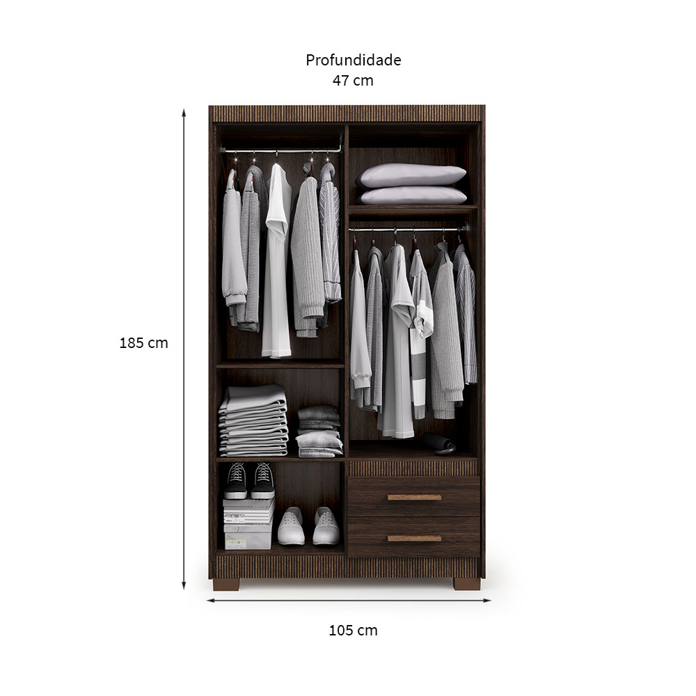 Guarda-Roupa Solteiro Primacy 4 Portas 2 Gavetas Capuccino Wood