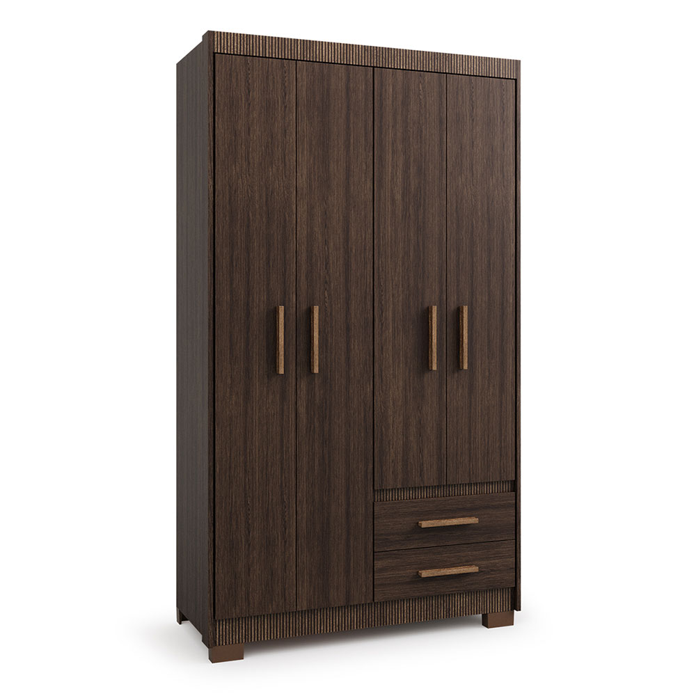 Guarda-Roupa Solteiro Primacy 4 Portas 2 Gavetas Capuccino Wood