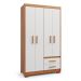 Guarda-Roupa Solteiro Primacy 4 Portas 2 Gavetas Freijó Wood e Off White