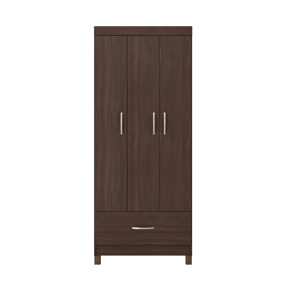Guarda-Roupa Solteiro Prince 3 Portas 1 Gaveta Café