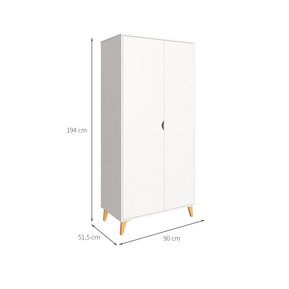 Guarda-Roupa Solteiro Puma 2 PT Branco