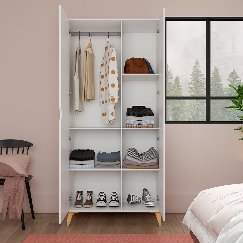 Guarda-Roupa Solteiro Puma 2 PT Branco