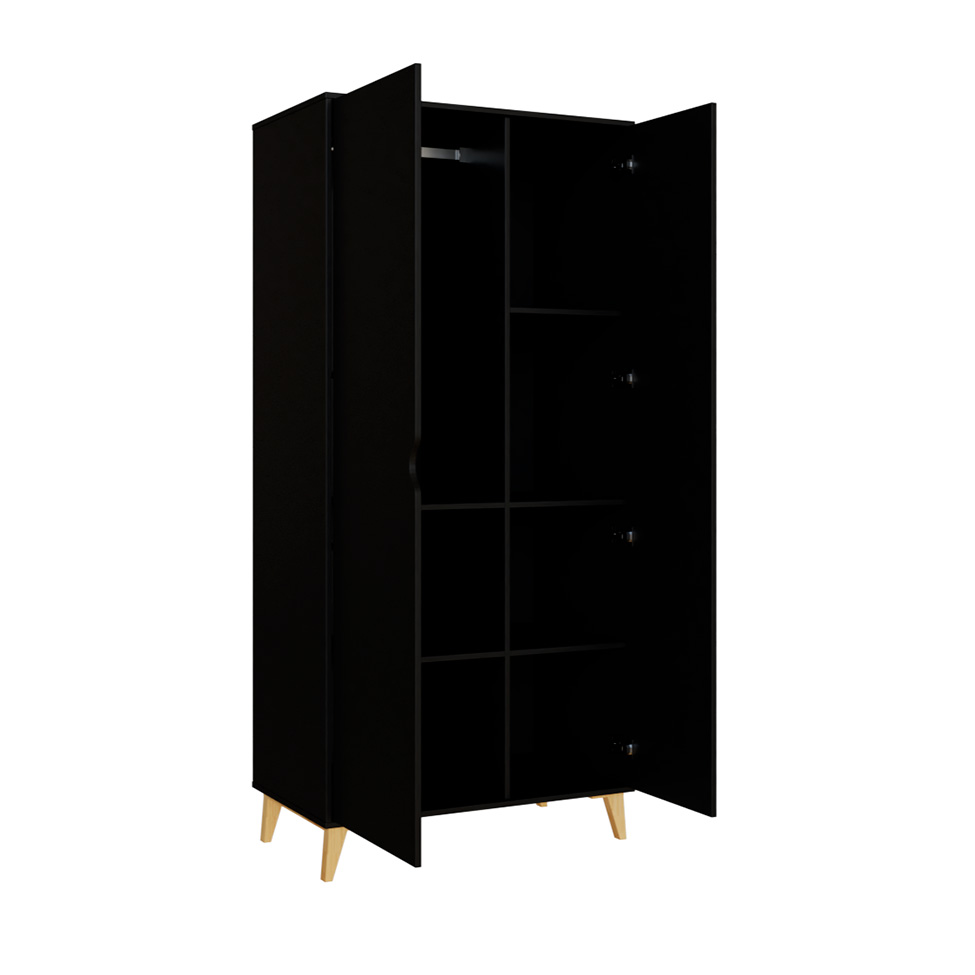Guarda-Roupa Solteiro Puma 2 Portas Preto