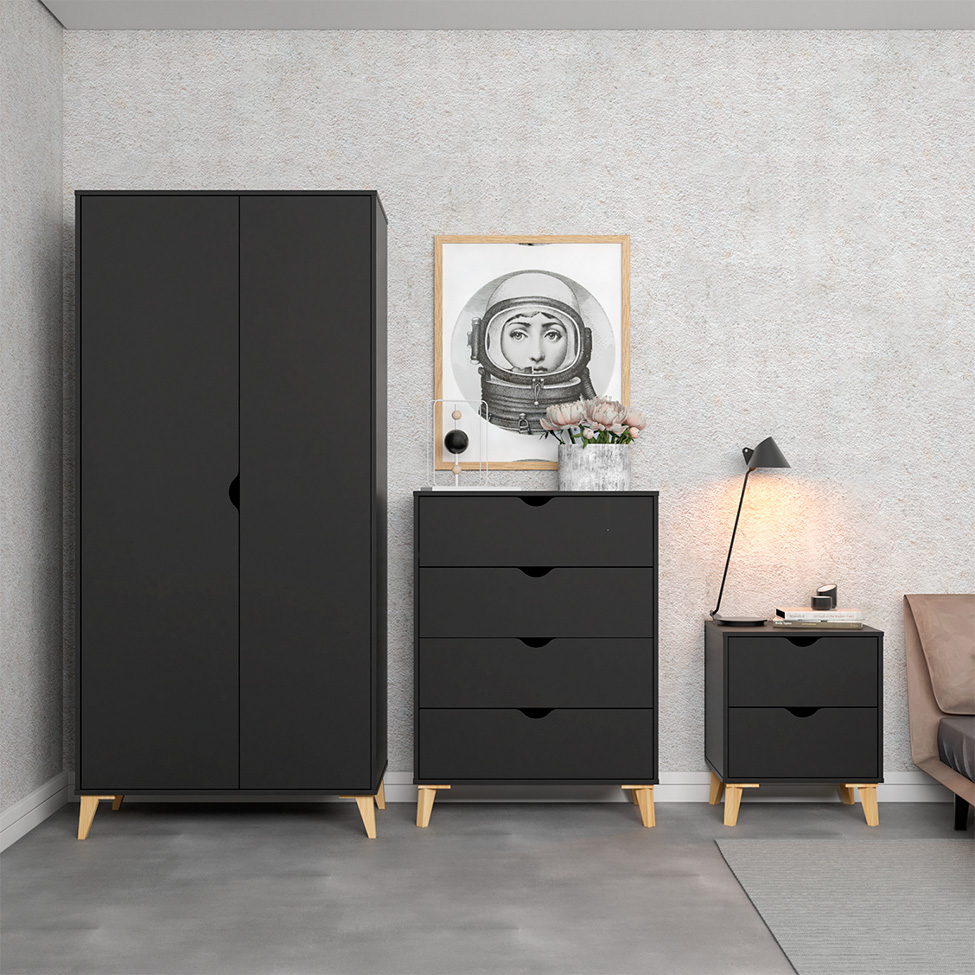 Guarda-Roupa Solteiro Puma 2 Portas Preto