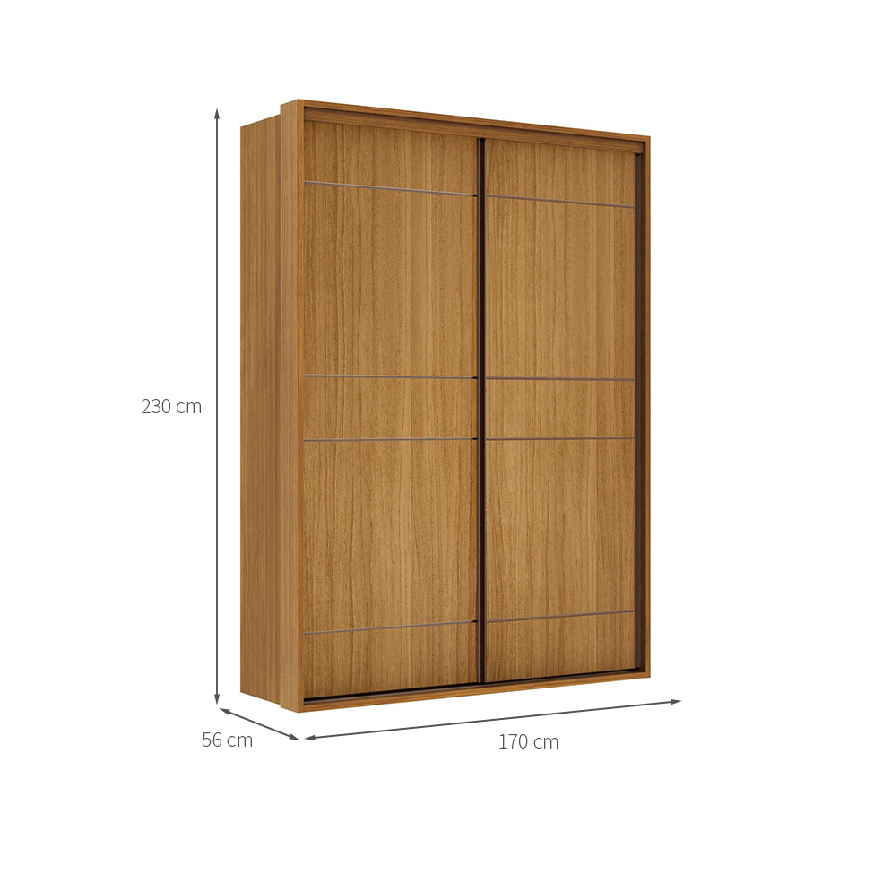 Guarda-Roupa Solteiro Qualitá 100% MDF 2 Portas 3 Gavetas Freijó