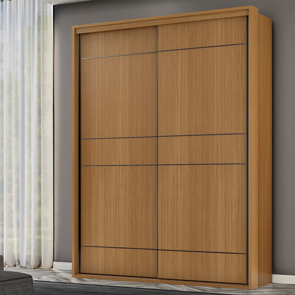 Guarda-Roupa Solteiro Qualitá 100% MDF 2 Portas 3 Gavetas Freijó
