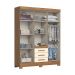 Guarda-Roupa Solteiro Ripado Lia 4 Portas 3 Gavetas Nature e Off White