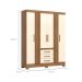 Guarda-Roupa Solteiro Ripado Lia 4 Portas 3 Gavetas Nature e Off White
