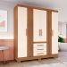 Guarda-Roupa Solteiro Ripado Lia 4 Portas 3 Gavetas Nature e Off White