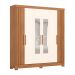 Guarda-Roupa Solteiro Ripado com Espelho Lucce 6 Portas 3 Gavetas Nature e Off White