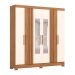 Guarda-Roupa Solteiro Ripado com Espelho Lucce 6 Portas 3 Gavetas Nature e Off White