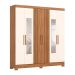 Guarda-Roupa Solteiro Ripado com Espelho Lucce 6 Portas 3 Gavetas Nature e Off White