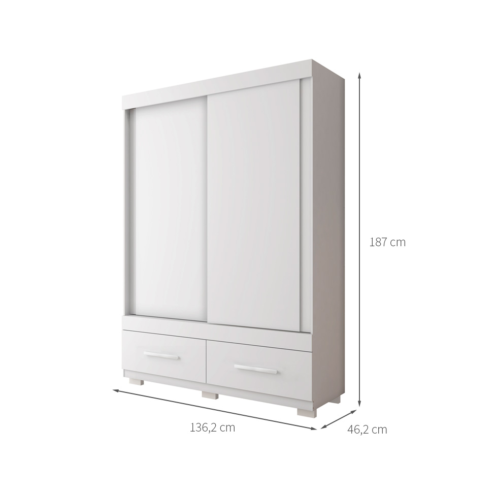 Guarda-Roupa Solteiro Sereno 2 Portas 2 Gavetas Branco