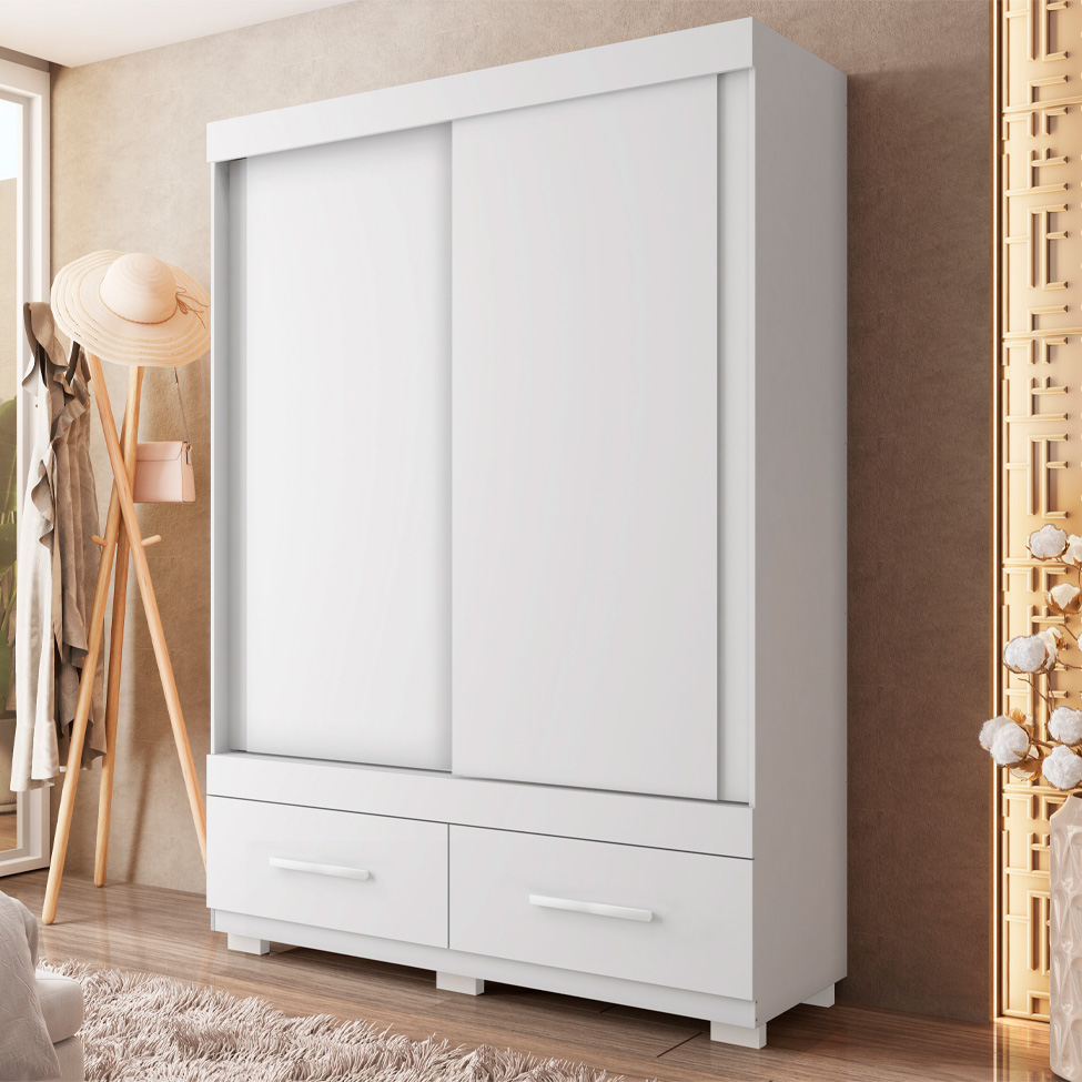 Guarda-Roupa Solteiro Sereno 2 Portas 2 Gavetas Branco