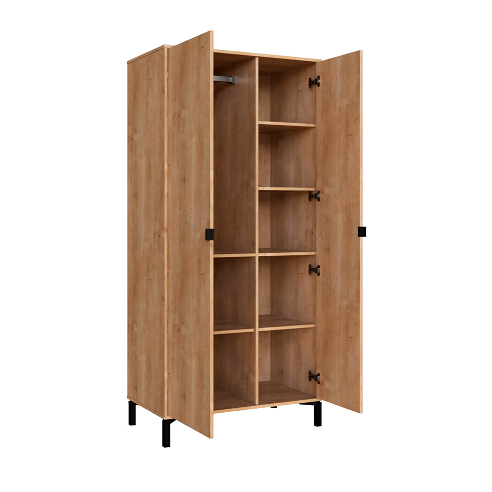 Guarda-Roupa Solteiro Soho 2 Portas Amadeirado