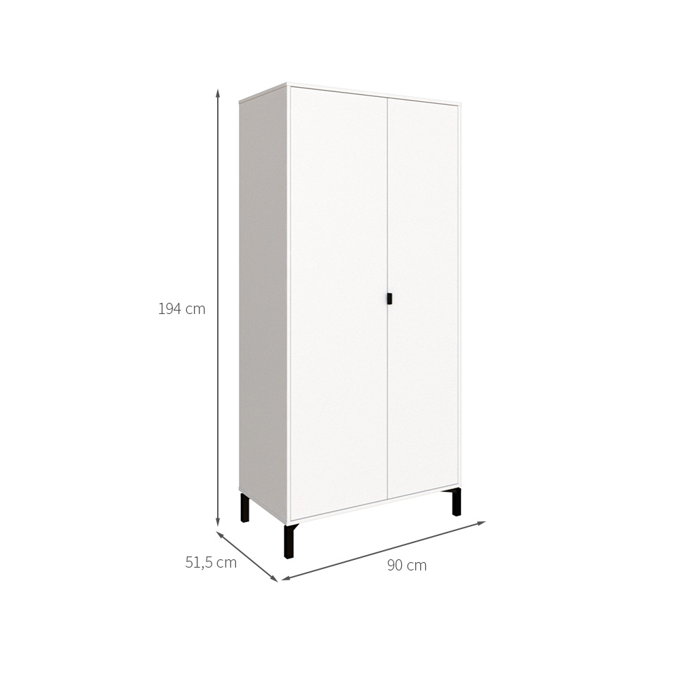 Guarda-Roupa Solteiro Soho 2 Portas Branco