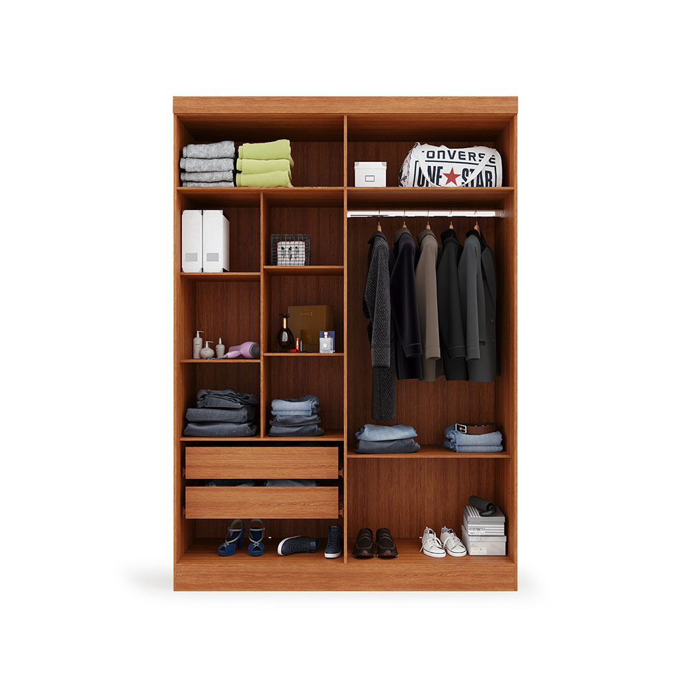 Guarda-Roupa Solteiro Supreme 4 Portas 2 Gavetas Freijó Wood e Off White
