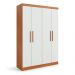 Guarda-Roupa Solteiro Supreme 4 Portas 2 Gavetas Freijó Wood e Off White