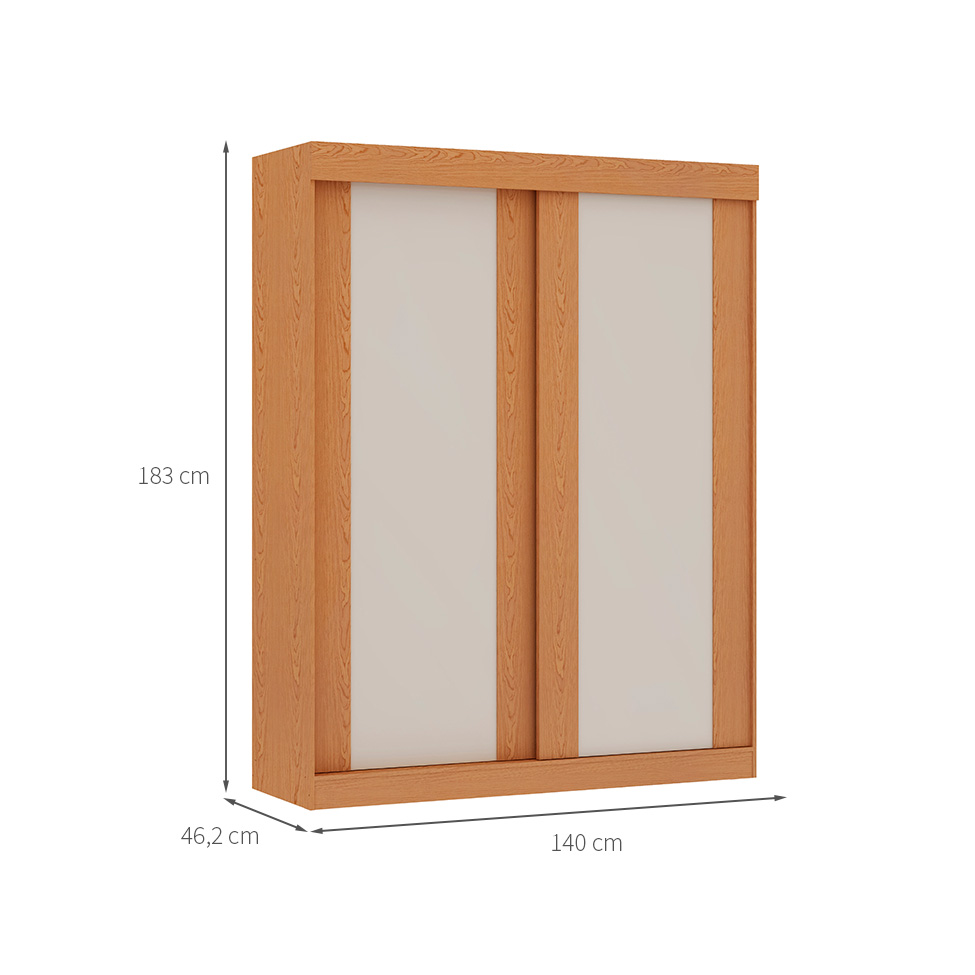 Guarda-Roupa Solteiro Toledo Flex 2 Portas 2 Gavetas Cinamomo e Off White