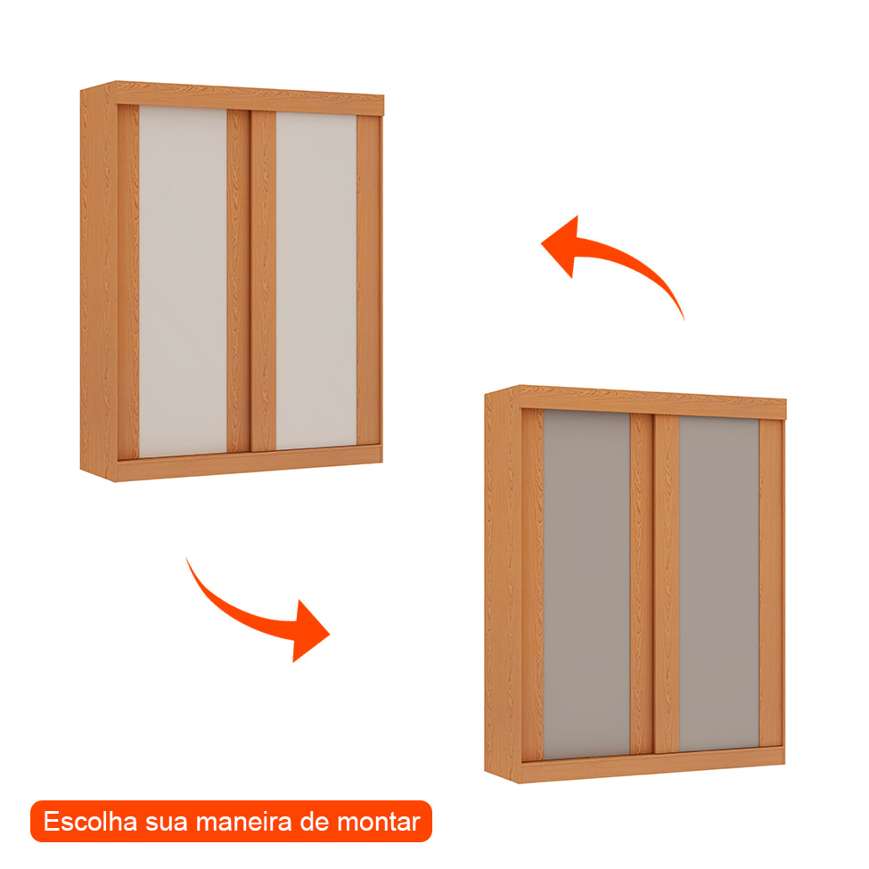 Guarda-Roupa Solteiro Toledo Flex 2 Portas 2 Gavetas Cinamomo e Off White