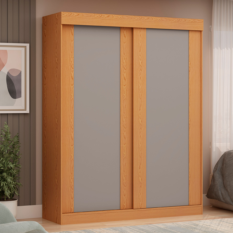 Guarda-Roupa Solteiro Toledo Flex 2 Portas 2 Gavetas Cinamomo e Off White