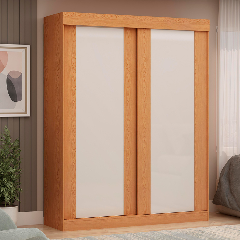 Guarda-Roupa Solteiro Toledo Flex 2 Portas 2 Gavetas Cinamomo e Off White