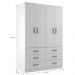 Guarda-Roupa Solteiro Treviso 4 Portas 6 Gavetas Branco