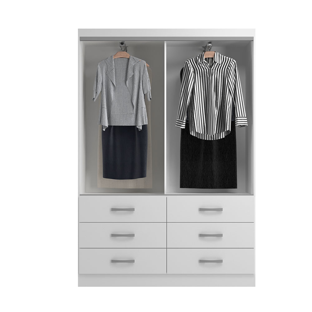 Guarda-Roupa Solteiro Treviso 4 Portas 6 Gavetas Branco