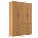 Guarda-Roupa Solteiro Treviso 4 Portas 6 Gavetas Cinamomo