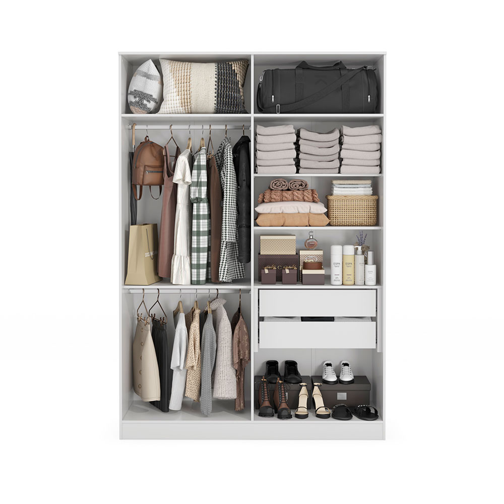 Guarda-Roupa Solteiro Tulia 4 Portas 2 Gavetas Branco