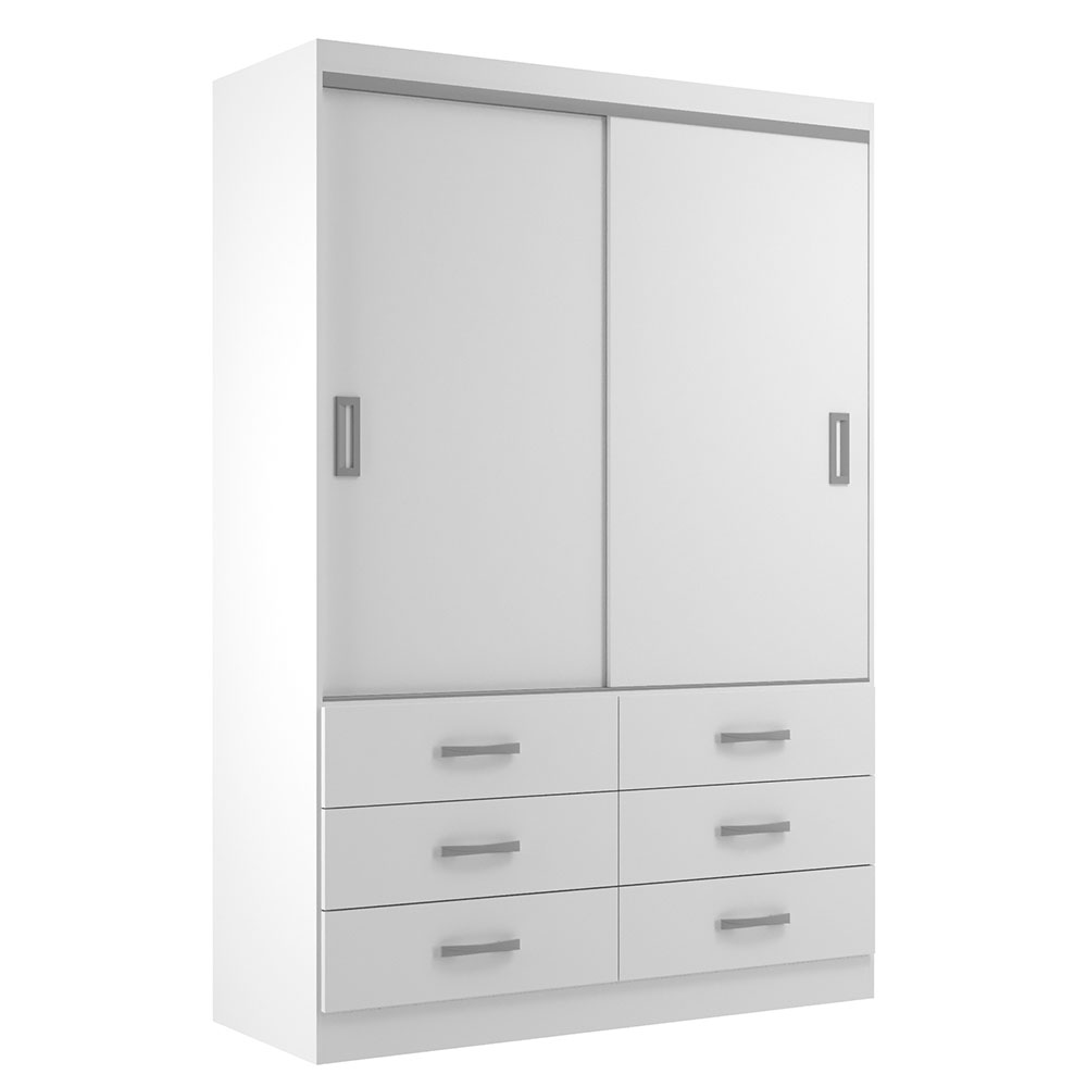 Guarda-Roupa Solteiro Veneza 2 PT 6 GV Branco
