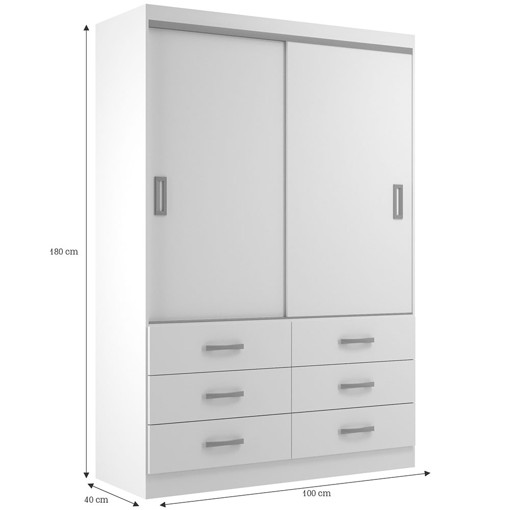 Guarda-Roupa Solteiro Veneza 2 PT 6 GV Branco
