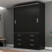 Guarda-Roupa Solteiro Veneza 2 Portas 6 Gavetas Preto