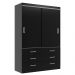 Guarda-Roupa Solteiro Veneza 2 Portas 6 Gavetas Preto