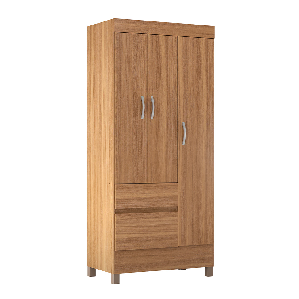 Guarda-Roupa Solteiro Wind 3 Portas 2 Gavetas Amêndola