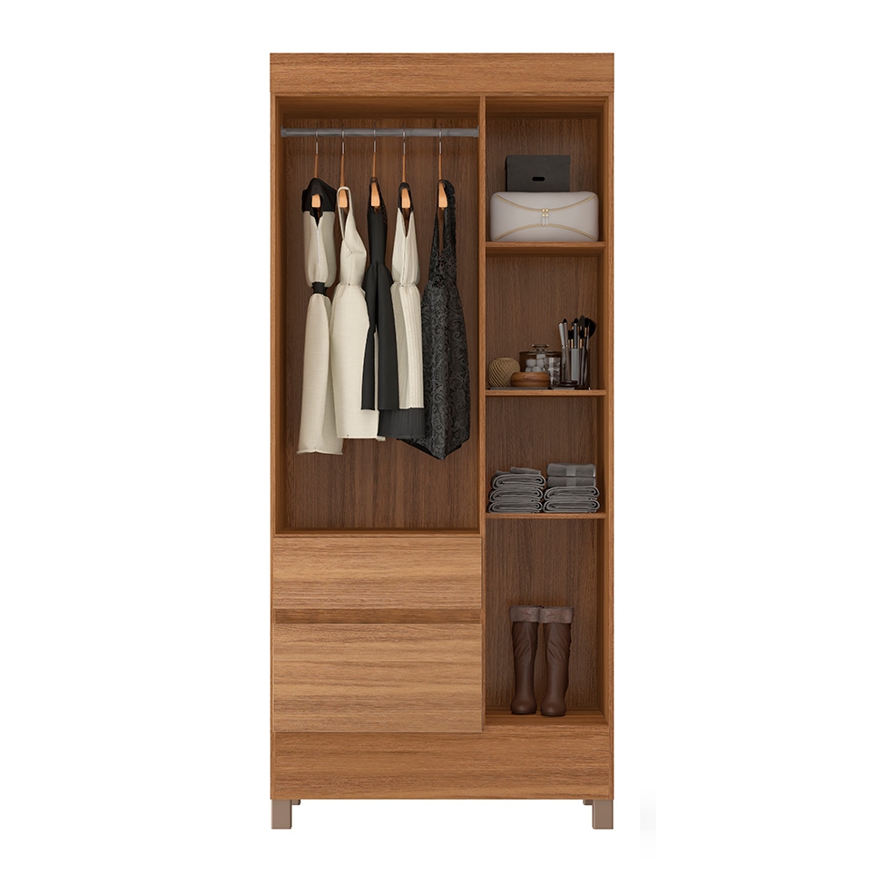 Guarda-Roupa Solteiro Wind 3 Portas 2 Gavetas Amêndola
