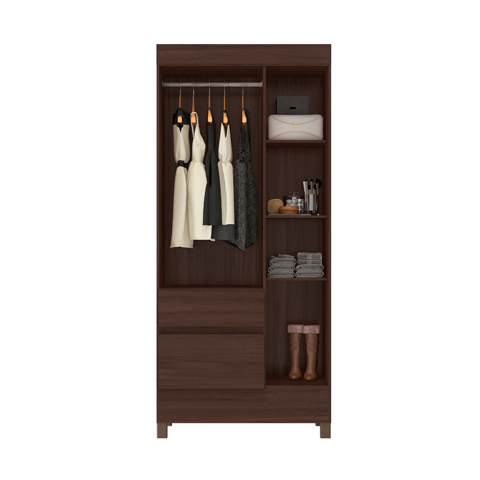 Guarda-Roupa Solteiro Wind 3 Portas 2 Gavetas Café